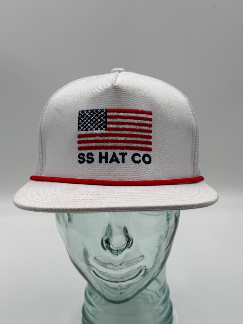 Southern Strings Hat Co Snapback Cap White Embroidered American Flag OS Adjust